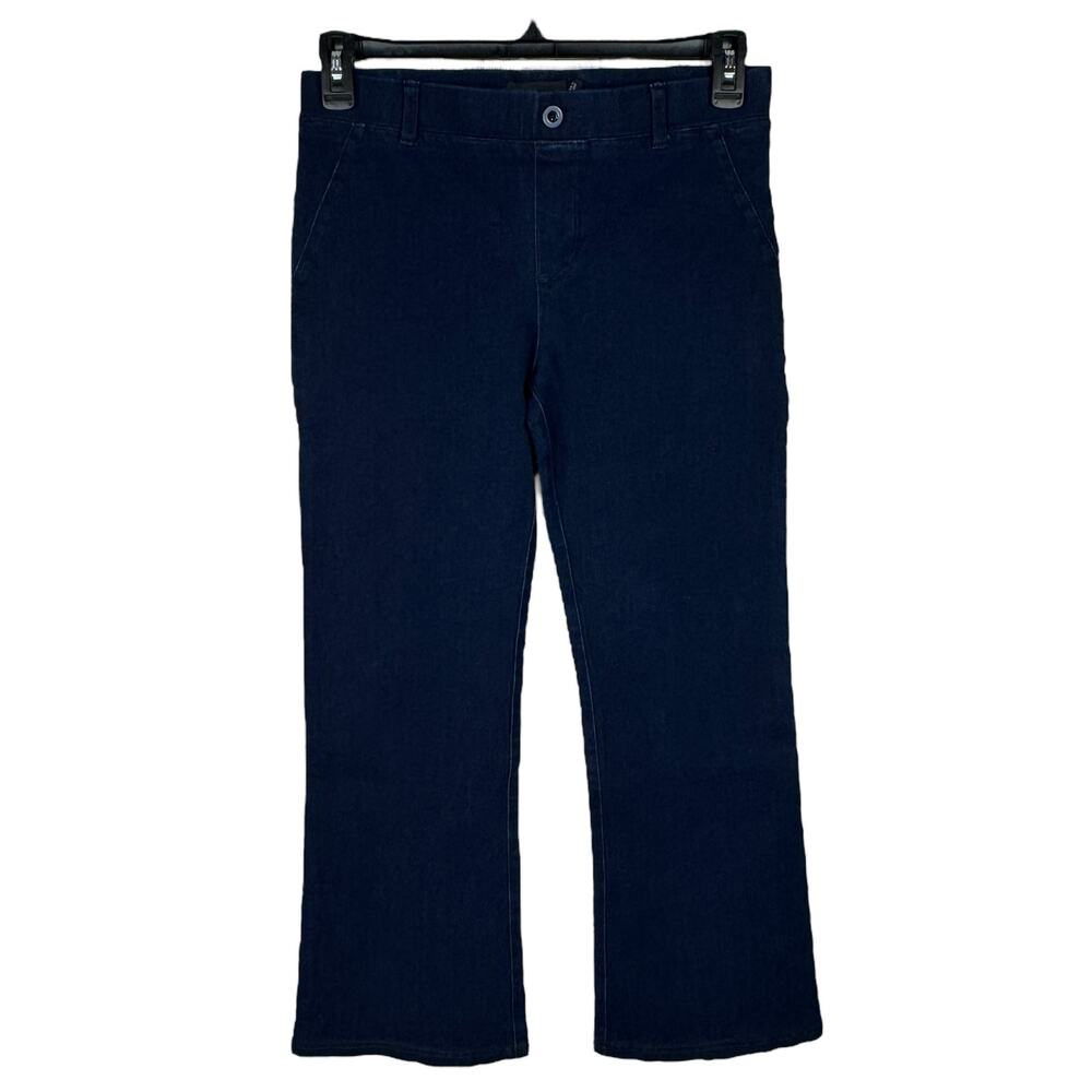 Betabrand Petite Medium Short Bootcut Jeans Pull-On Flat Front Stretch Pockets